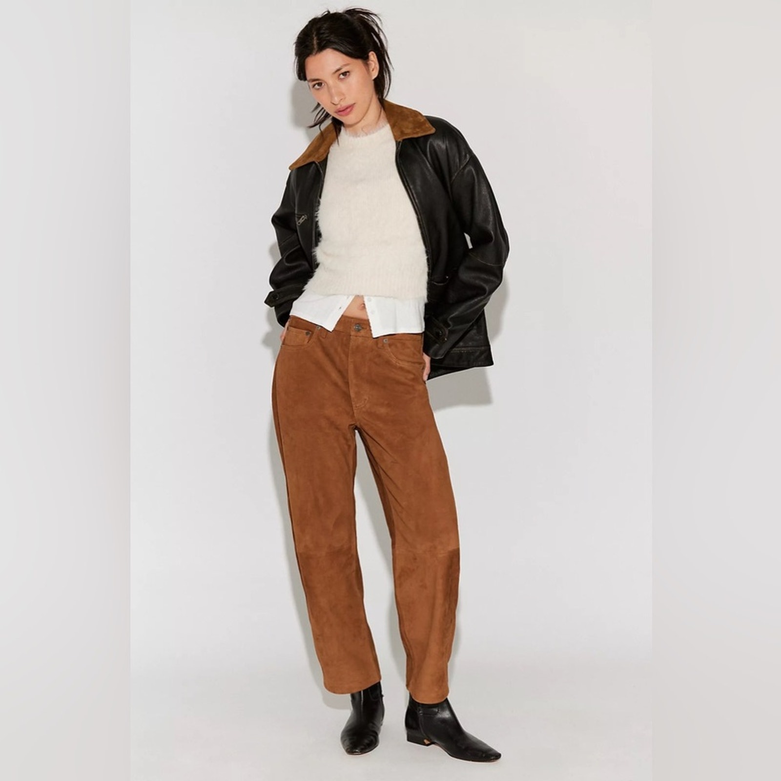 Citizens Of Humanity Miro Relaxed Suede Pants Toasted Caramel
